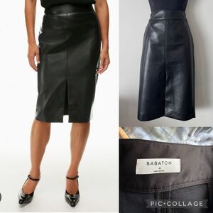 Aritzia Babaton Pegu Vegan Leather Pencil Skirt black sz 4 #79658